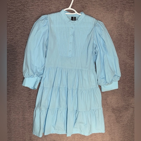 Yasvisima Puff-Sleeve Tiered Mini Shirtdress - Picture 2 of 2